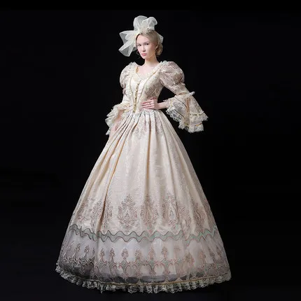 Svetloba šampanjec beading letnik rokoko srednjeveško obleko renaissance Obleke kraljice Viktorije/Marie/ Belle Žogo/drama/žogo obleke