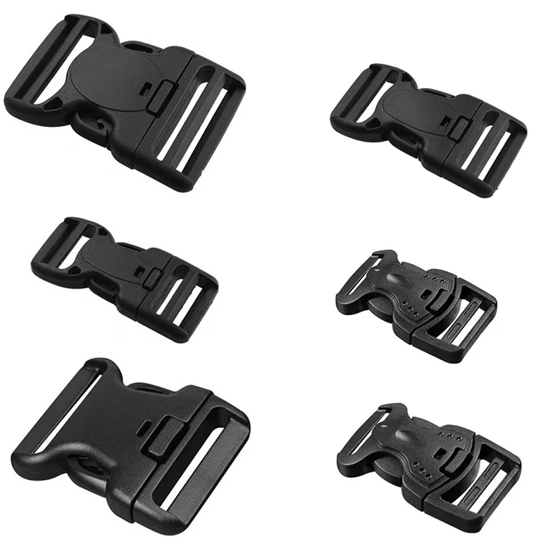 25 mm, 28 mm, 32mm 38 mm Črna plastika Dvojno Nastavljiv in Varnost Dvojno Zaklepanje Sponke za Paracord Taktično čevlji, Vrečke DIY Accessorie