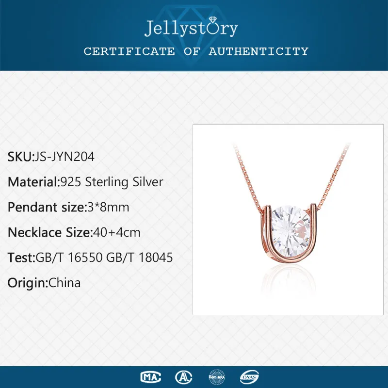 Jellystory trendy 925 sterling srebro fine nakit ogrlica z geometrijske oblike cirkon obesek za ženske poroka banket stranka