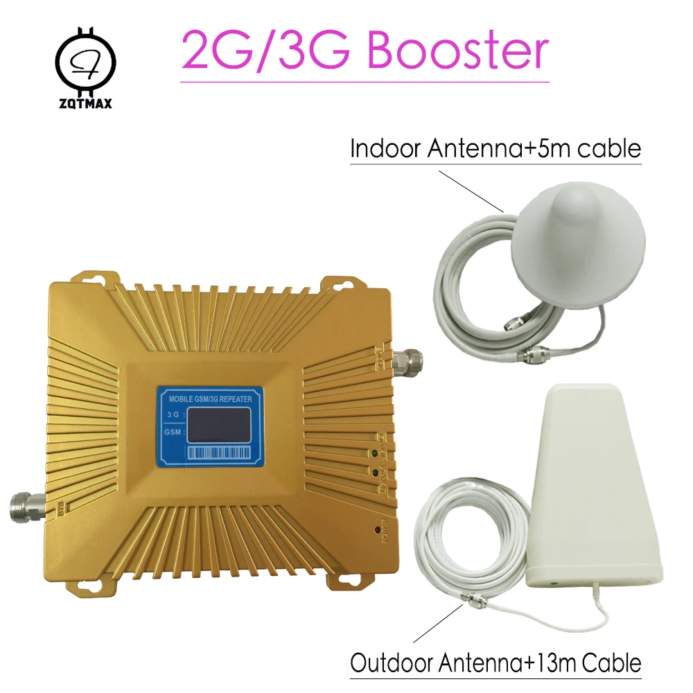 ZQTMAX 3G GSM Repetitor, 900MHz 2100MHz Mobilni Telefon Signala Ojačevalnika podatkov UMTS Signala Booster + antena set