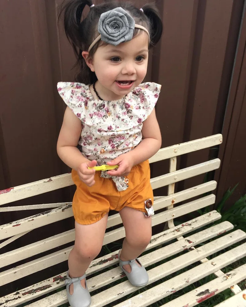 Nov poletni Kratek rokav, kratke hlače dva dojenčka dekleta cvjetnim slog obleko generacije vroče slog k1