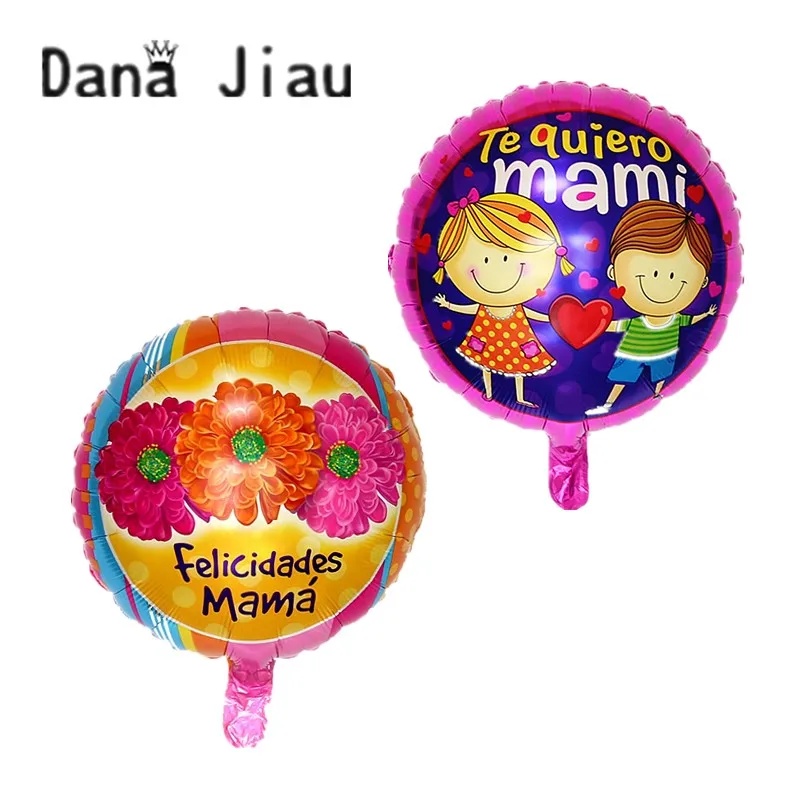 Dana jiau 18 inch materinski Dan španski krog folija balon LAHKO dan, risanka dekle in fant je ljubezen mama sonce cvet baloni dobavitelja