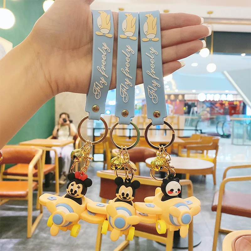 Strip Disney Minnie Mickey Keychain Oglejte Letalo Srčkan Lutka obeskom za ključe Obesek Nekaj Dodatki Majhno Darilo Debelo Keyring