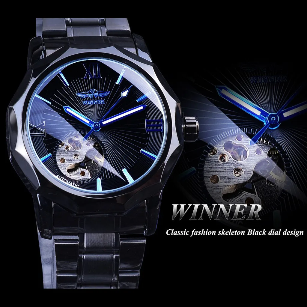 Poslovni Votlih Luksuzni Design Modri Pas watch zapestnica zaponko iz nerjavečega jekla Moda za Moške Mehanske quartz uro L0522