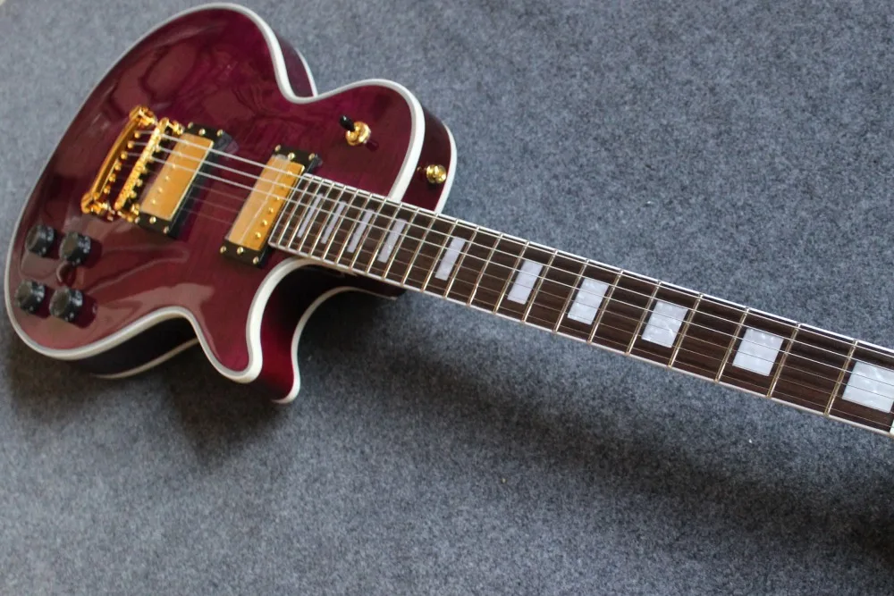 Po meri električna kitara.vijolična barva tiger plamen guitarra. Palisander fingerboard,zlato strojne opreme gitaar,Resnično fotografije