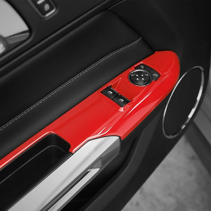 Vrata Ročaj Okno Dvigalo Gumb Dekoracijo Okvir Trim za Ford Mustang 2016 2017(Rdeča)