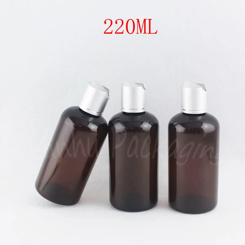 220ML Rjava Krog Ramenski Plastično Steklenico , 220CC Prazno Kozmetični Kovček , Šampon / Losjon za Pakiranje Steklenica