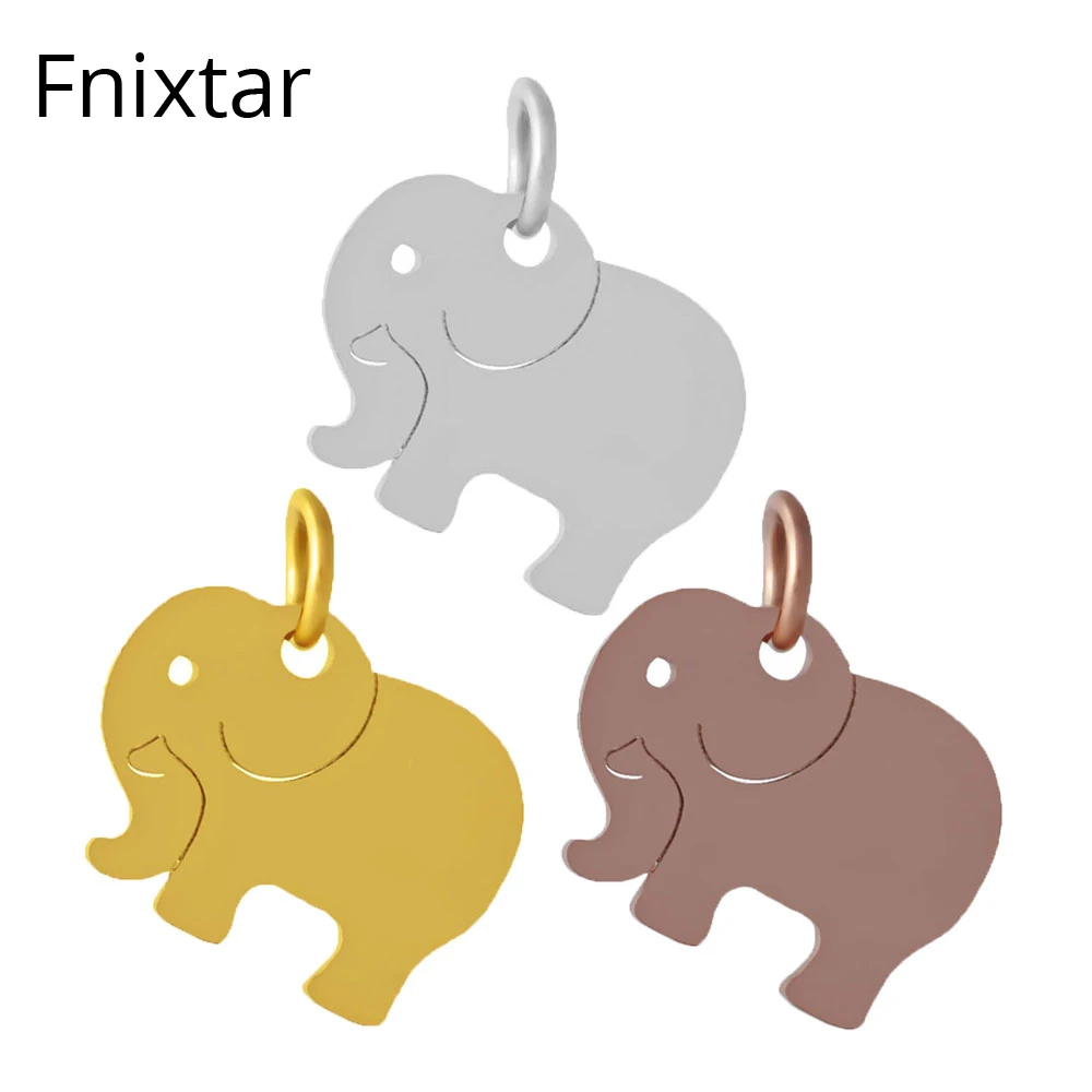 Fnixtar Moda 3 Barve iz Nerjavečega Jekla, Polirano Živali Slon Kovinski čarobne gumbe za Izdelavo Nakita DIY Obesek, Zapestnico 10pcs/veliko