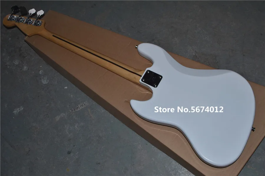 Tovarne neposredno visoko kakovostnih belih 4 strunski bas kitara javor xylophone vratu black guard se lahko meri