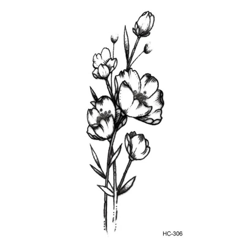 500pc Začasne Tetovaže Nalepke Ponaredek Malo Element Body Art Bela Risba Balet Cvetje Black Priljubljenih Vodnih Prenos Cvetlični