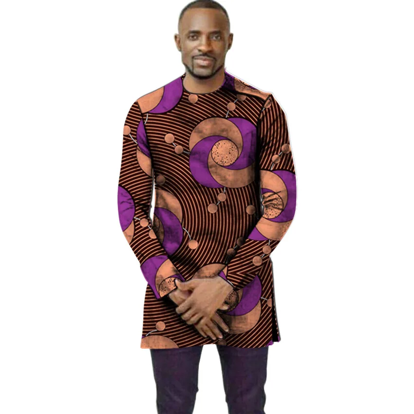 Afriške shirt O-vratu moški modni dashiki tiskanje po meri made dolg rokav Ankara vrhovi moške Afriška oblačila padec ladijskega prometa