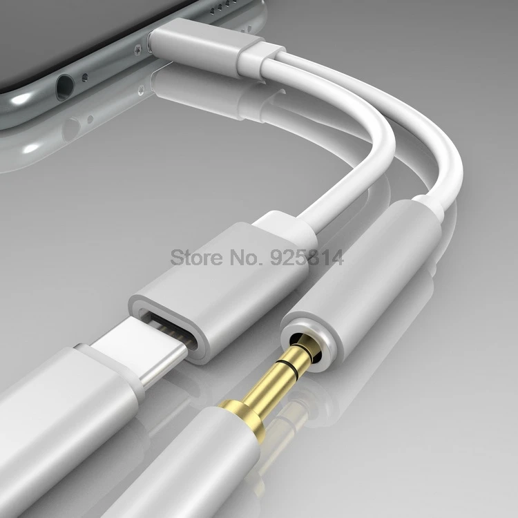 Z dhl ali ems 500pcs USB-C Tip Kabla C do 3,5 mm Avdio Priključek za Slušalke Kabel Adapter Za Letv 2/Xiaomi Mi6/Huawei Mate10