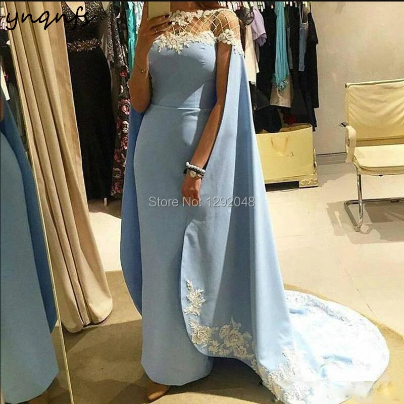 YNQNFS M16 Cape Plašč tam kaftan Haljo Soiree Dubaj arabski Večerne Ženske Elegantne Formalna Obleka za Mati od Nevesto Obleke