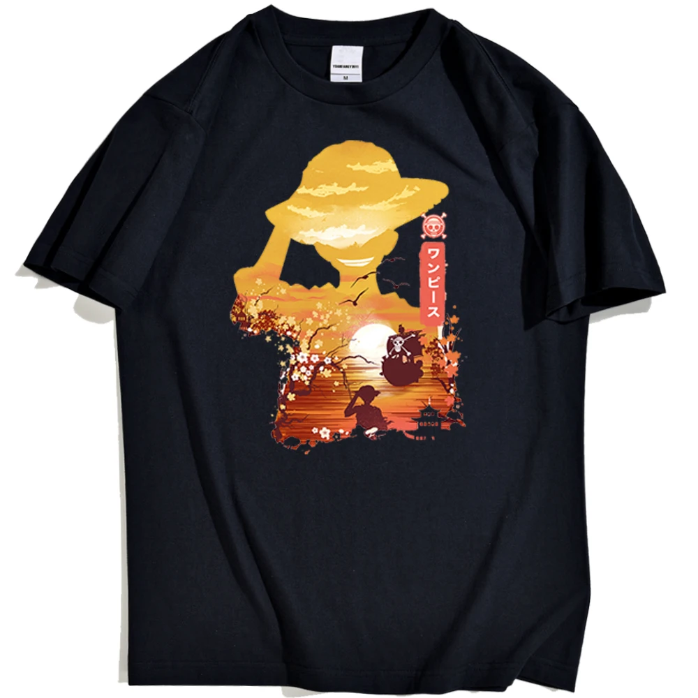 Cartoon Slike Luffy Pirat Shipt Srajce Človek Japonski Anime Enem Kosu Priložnostne Tee Majica Za Moške Retro Prevelik Majica S Kratkimi Rokavi Moški