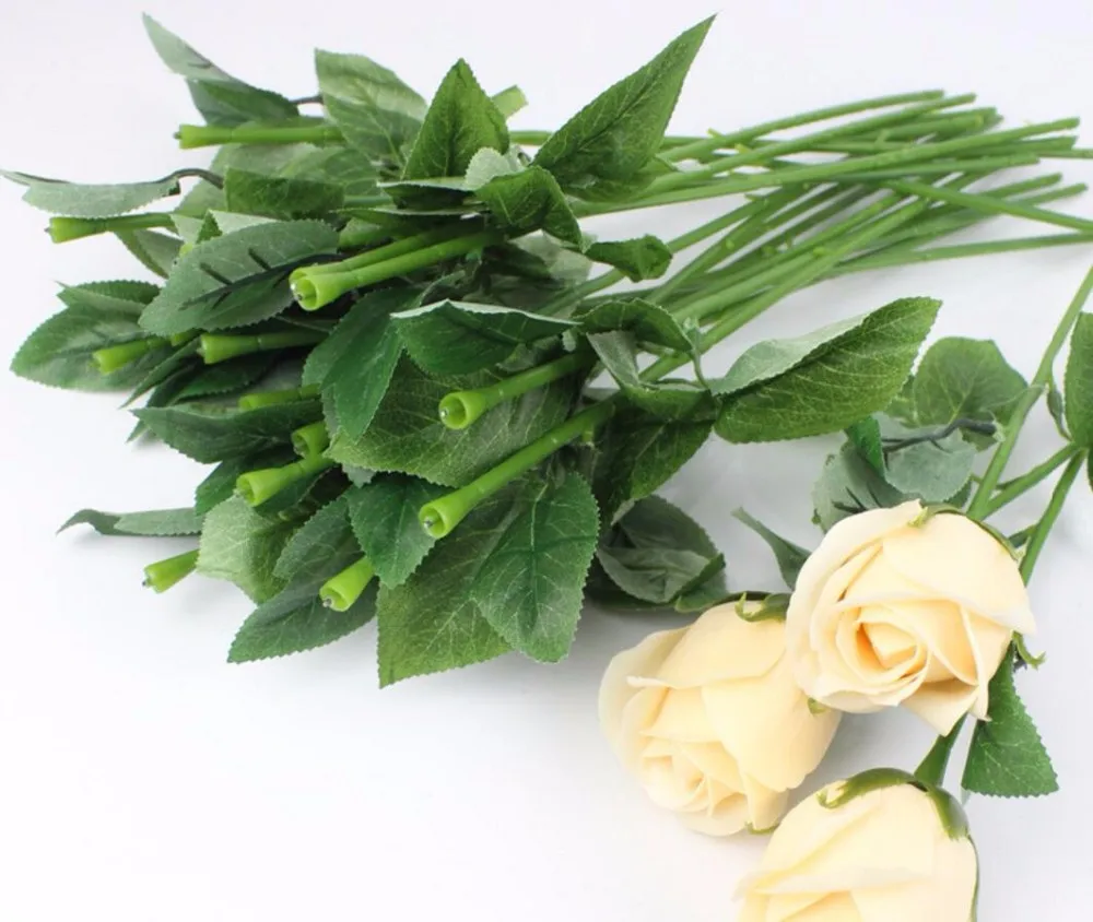 50pcs Umetno Ponaredek Rose Cvet Stebla Za DIY Ročno Šopek Cvetlični Listi Veno Poročno Dekoracijo Doma