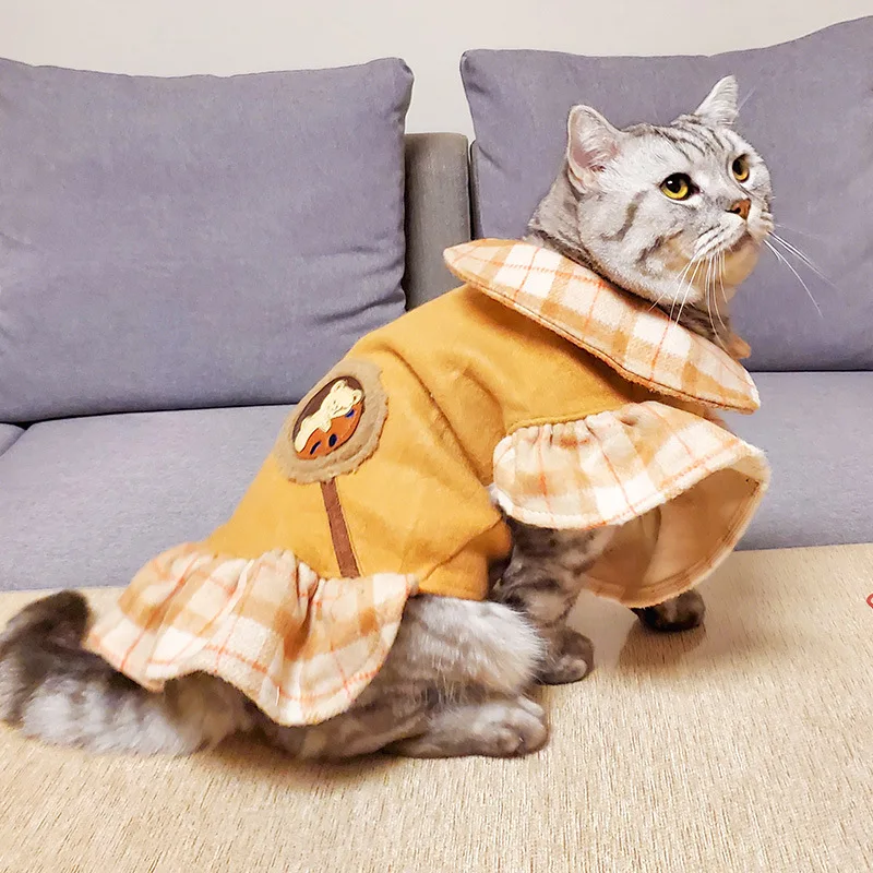 Mačka obleke nove jeseni in pozimi toplo študent kave predalčni nosi nahrbtnik krilo