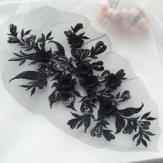 1 kos Roza svileni florals motiv steznik ,težka bleščica francoska čipka,3D cvet aplicirano,težka vezeni cvetlični aplicirano za poročne