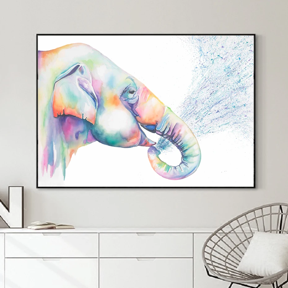 Osveži Akvarel Slon Wall Art Platno Slikarstvo Živali Plakate Stenski Tiskanje Plakatov Najboljših Daril Dnevni Sobi Doma Dekor