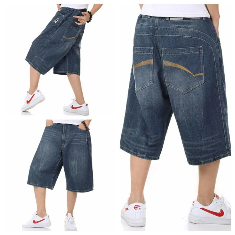 Poletne Moške Jeans Plus velikost 40 42 44 46 Mens Tele-Dolžina Hlače Jean hip hop Mens Hlače moške kratke Priložnostne črno modra Traper Hlače