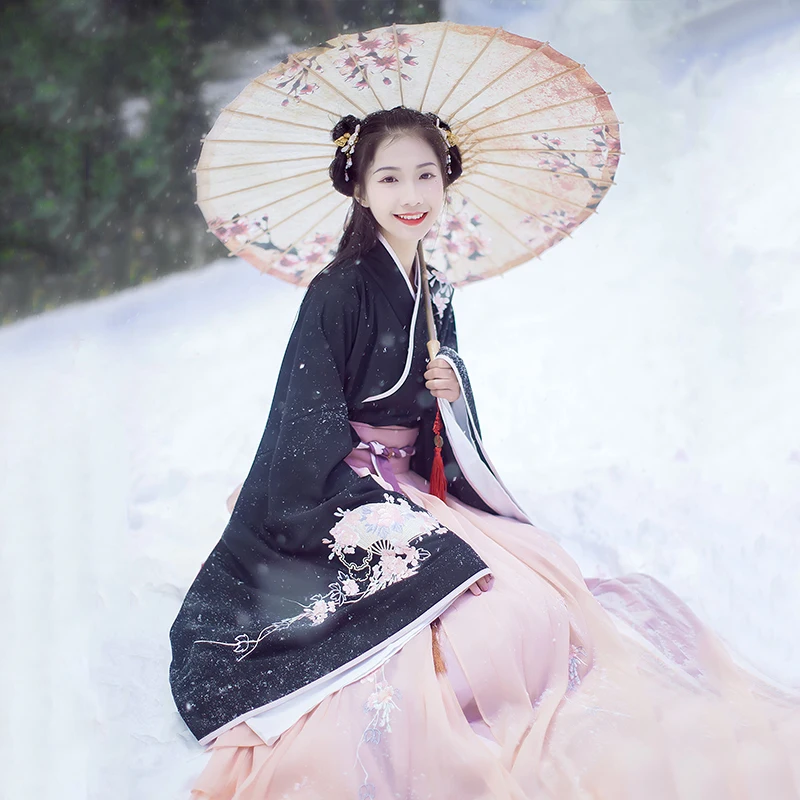 Kitajski Hanfu Za Ženske Črni Vrh Kitajske Tradicionalne Kostume Vrh+Krilo Cosplay Uspešnosti Swing Pevka Fazi Kostum BL1548
