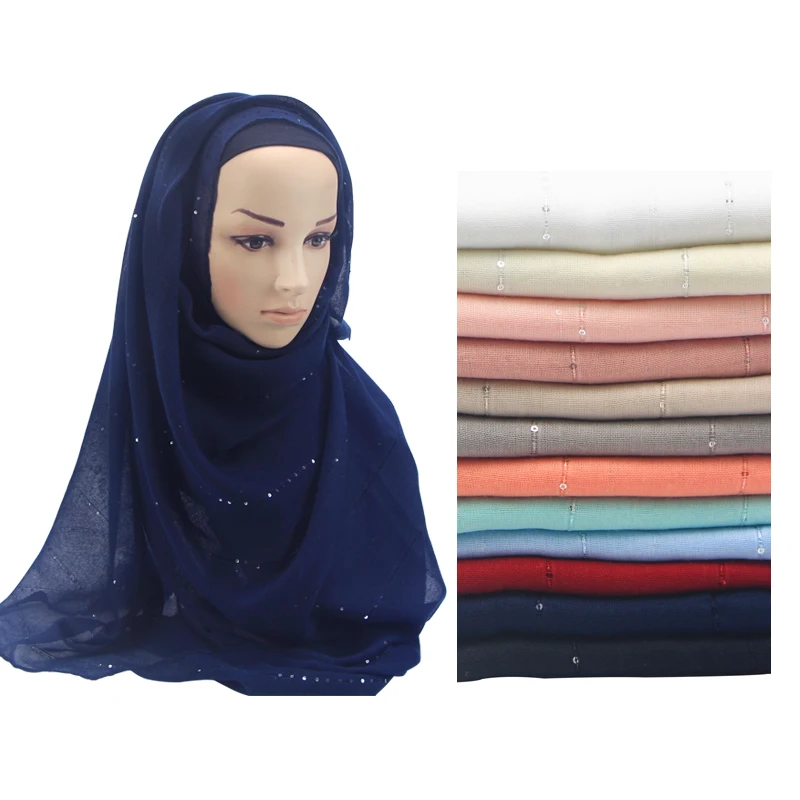 10pcs Bleščice Zlato šal muslimanskih glavo ovijte elegantni šali lain hijabs za ženske viskoze trdna šal