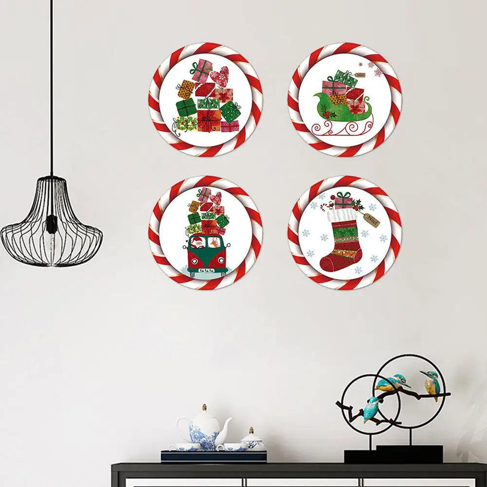 4PCS Božič 3D Dekorativno Slikarstvo Stensko Okno Nalepke Za Dom, ki Živijo Roon Dekoracijo Prilagojene Nalepke 25x25CM