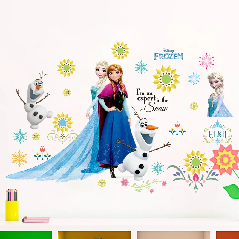 Risanka Otroci DIY Stenske Nalepke, Zamrznjeno 2 Princesa Ana In Aisha Puzzle Otroci Soba Dekoracijo PVC Pegatinas Autocollant Enfant
