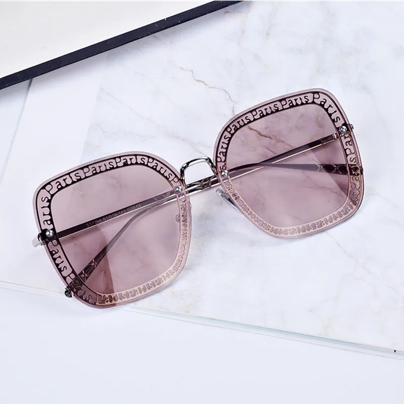 HBK Kvadratnih Rimless sončna Očala Ženske 2020 Parizu Luksuzni sončna očala Človek blagovna Znamka Modnih Pismo Votlih Vintage INS Očala