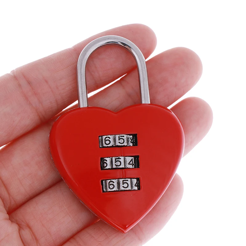1PCS Vroče Prodaje Prtljage Zaklepanje Mini Srčkan 3 Mestno Prtljažni Kovček Ključavnico Rdeče Srce Oblikovan Kodirani Zaklepanje