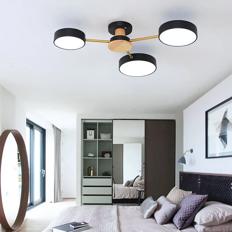 Sodobni led lučka za ustvarjalno osebnost Macaron dnevna soba spalnica kuhinja masivnega lesa plus železa LED stropna svetilka