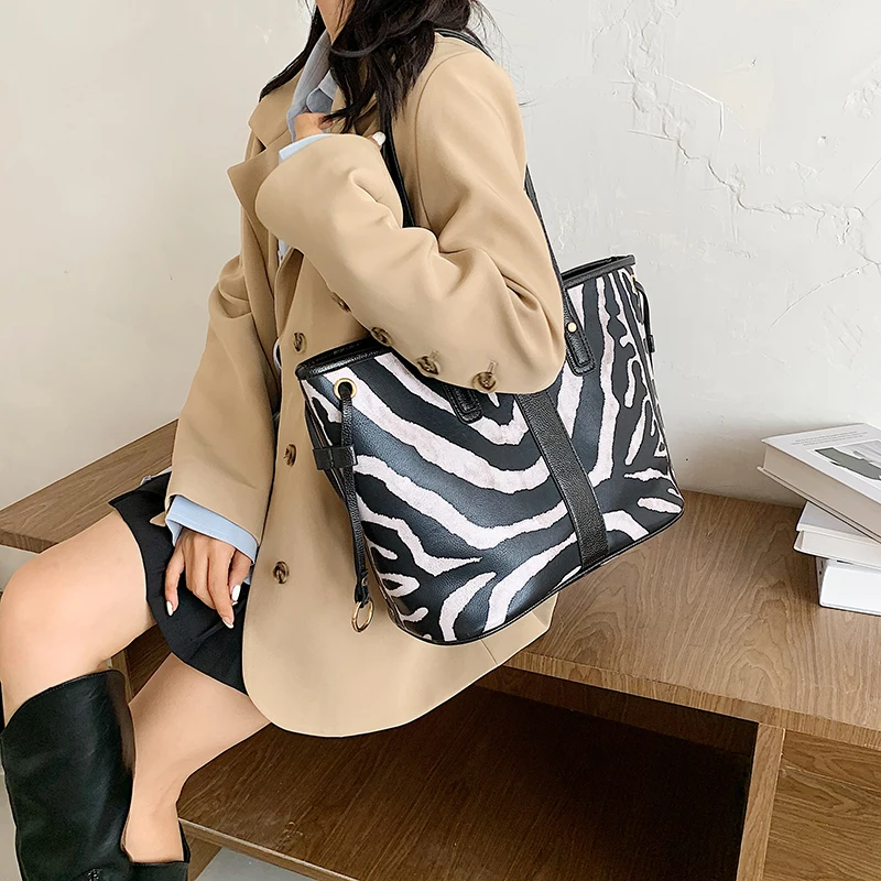 Zebra Pattern Designer PU Leather Shoulder Bags for Women 2020 Large Branded Shoulder Handbags Women's Trend Totes Hand Bag