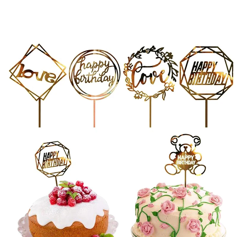 10Pcs Akril Ročno pisanje Happy Birthday Cake Pokrivalo Sladica Party Dekoracijo