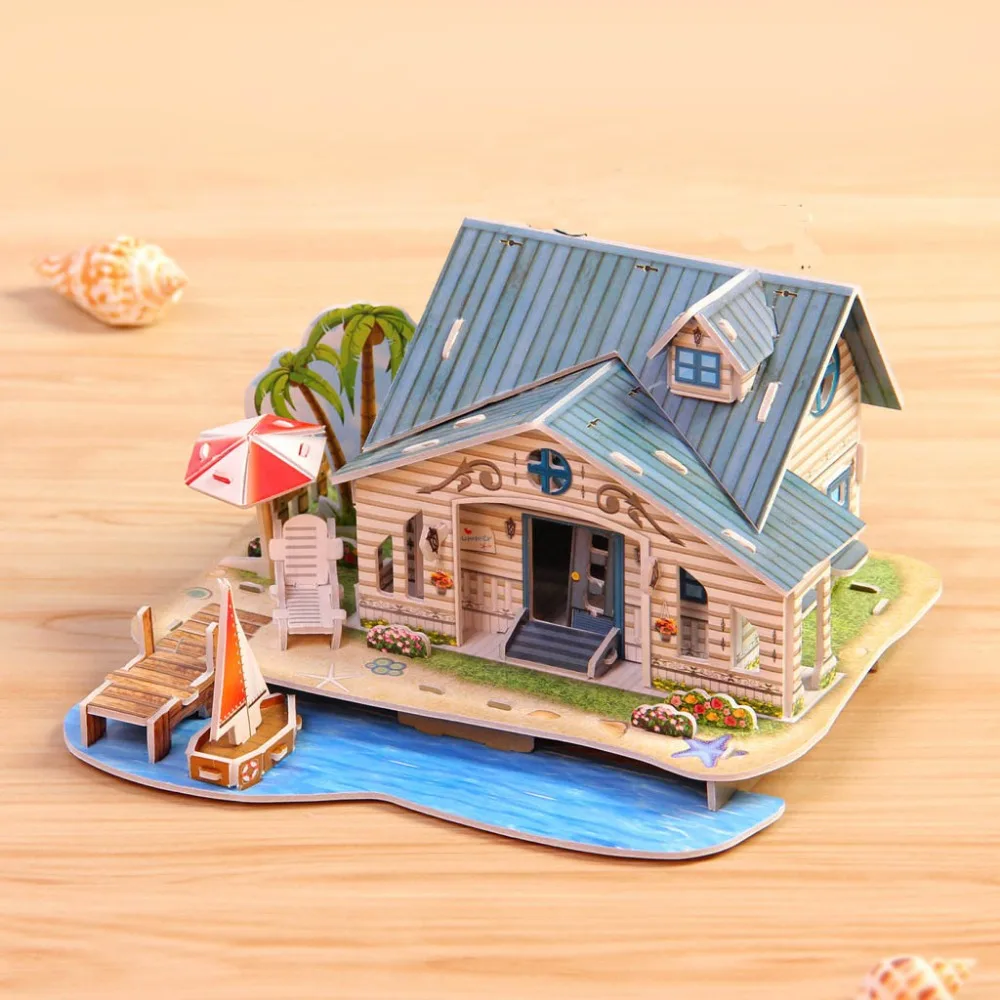 Mylb 3D Puzzle Les DIY Model Otroci Igrače Hiša Sestavljanke,sestavljanke, 3d stavbe,lesene uganke Brezplačna Dostava