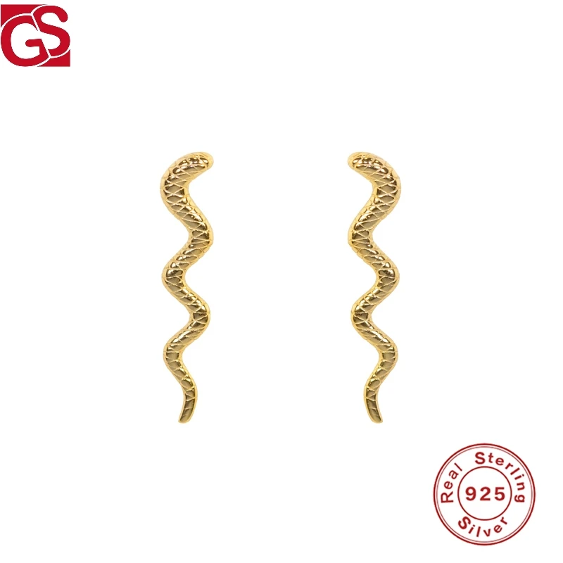 GS 925 Sterling Srebro Stud Uhan Za Ženske do leta 2020 Trend Kača-oblikovan Piercing Preproste Uhane Modni Nakit Dodatki