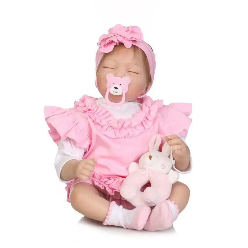 Rodi Novorojenček Lutka Baby Veren Lutka Silikonski Pink Girl Ročno Spalna 22