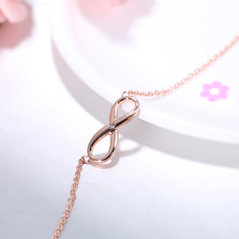 Jinzeyi vroče prodaje 2019 novo preprost infinity ženske clavicle verige moda 8 besedo kristalno ogrlica srečna številka cirkon nakit spot