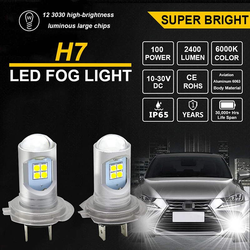 H7 LED Smerniki Žarnice 12W 2400LM LED Canbus Auto Svetlobe H7 Luči za Meglo Globusi Žarnica 6000K Žaromet Svetlobni Kit Za Infiniti Univerzalni