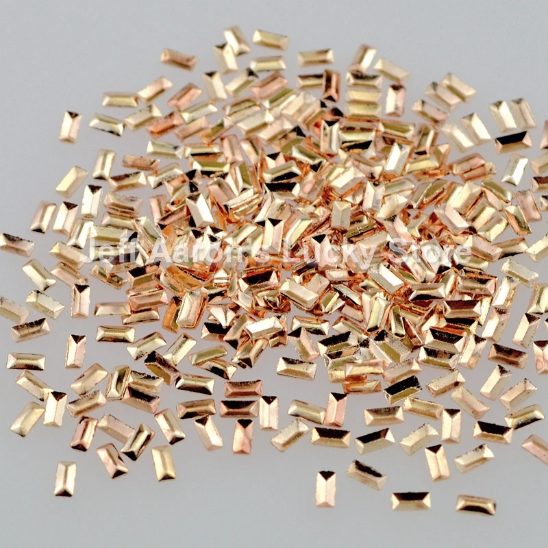 500 kosov champagne gold metal nail art okraski klinov pravokotnik nohti dodatki potrebščine za nov prihod