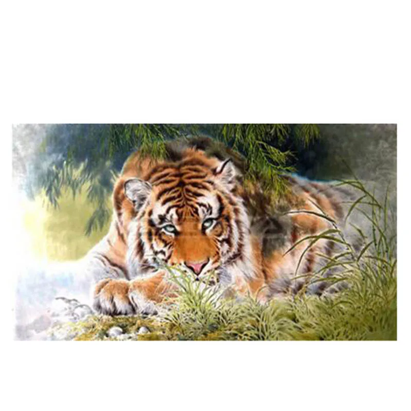 Pletenje Igle za Novo Diy 3d Diamond Slikarstvo Lagodno Tiger Doma Dekor Nastavite Vezenje na Platno Poiščite Mozaik Navzkrižno Šiv