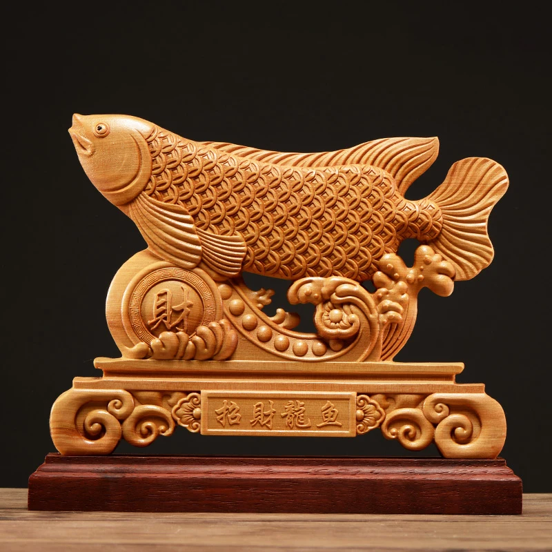 20 CM Srečen ribe Woodcarving čoln dekoracijo, Ribe Dvojno Stranicami Vklesan Votlih Doma Darilo lesa Obrti Zbirka Odlikovanja