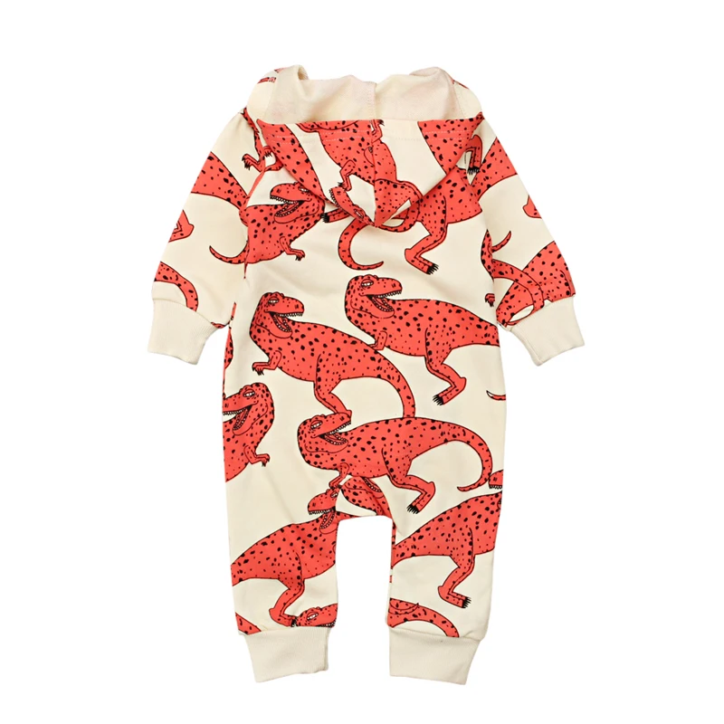 Baby Boy Dekleta 3D Dinozaver Kostum polna Rdeča Rumena igralne obleke Toplo Pomlad Jesen Bombaž Romper Playsuit Oblačila