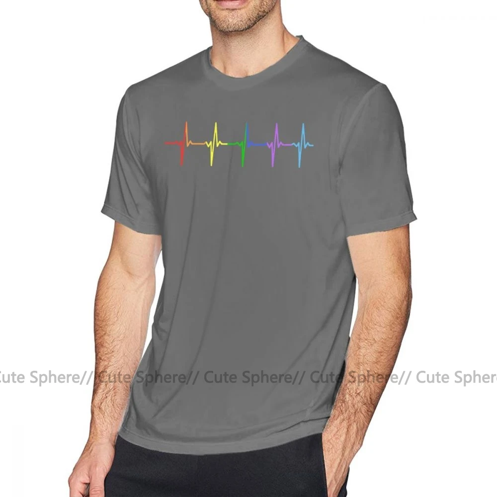 Gej Ponos T Shirt Mavrica Impulz Hearbeat LGBT T-Shirt Bombaža, Kratek Rokav Tee Shirt 6xl Natisnjeni Super Mens Osnovna Tshirt