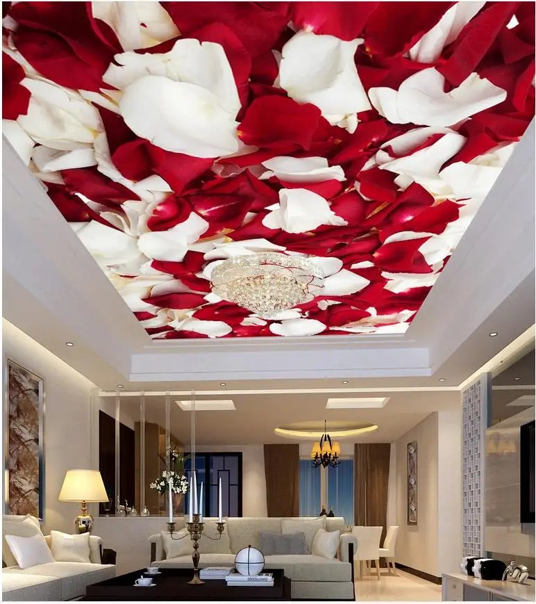 3D fantasy zgornje meje Romantično rose strop dnevne sobe, Restavracija strop steno slikarstvo stensko ploščo