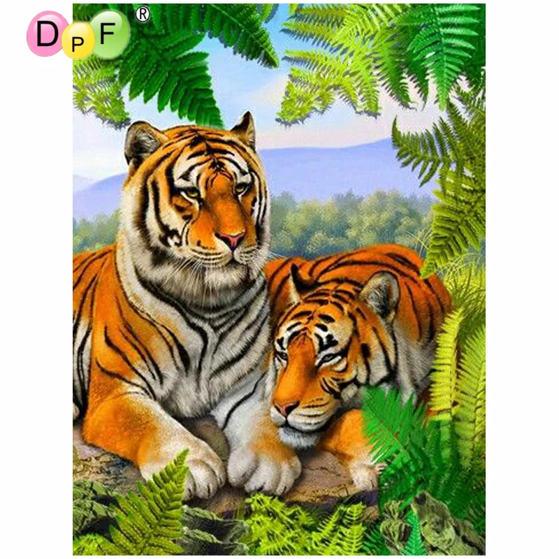 DPF DIY 5D obrti tiger o gozdovih diamond slikarstvo navzkrižno šiv needlework diamond mozaik kvadratnih doma dekor diamond vezenje