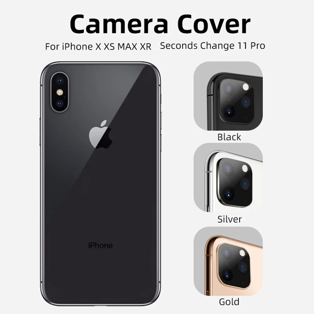 Za iPhone X XS MAX Sekund Spremembe Za iPhone 11 Pro Max Kovinski Alumium Fotoaparat Pravi Objektiv Fotoaparata Nalepke Kamere Zaščitni Pokrov