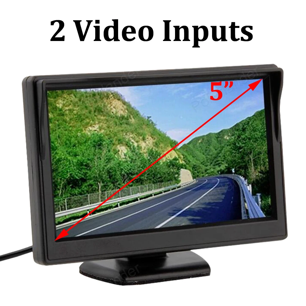 5 Palčni TFT LCD Zaslon Parkirni Avto Spremlja Pogled od Zadaj 2 Zaslon Video Vhodi Podporo VCD, DVD rearview Fotoaparat