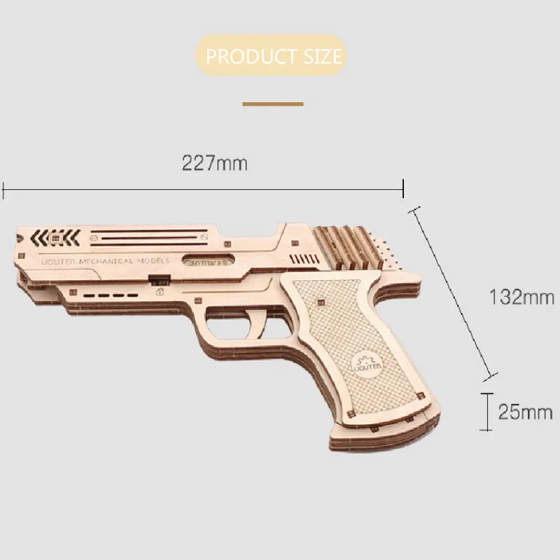 3D Puzzle gumico Pištolo Leseno Konstrukcijo Otrok Streljanje Toy Model Puzzle DIY Ustvarjalne Božič in 2021 Novo Leto, Darila