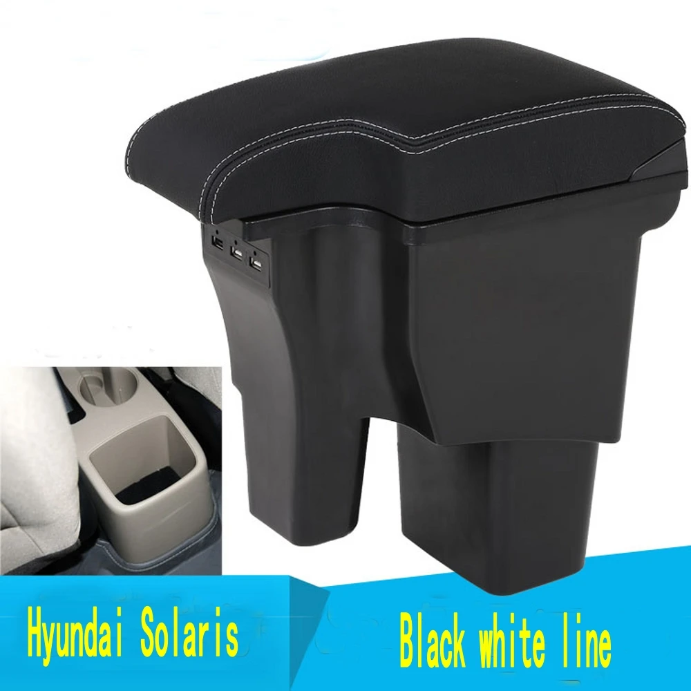 Center Center za Konzolo Škatla za Shranjevanje Za Hyundai Accent RB Solaris 2011-2016 Dvojno plast pepelnik USB Polnjenje armrest polje
