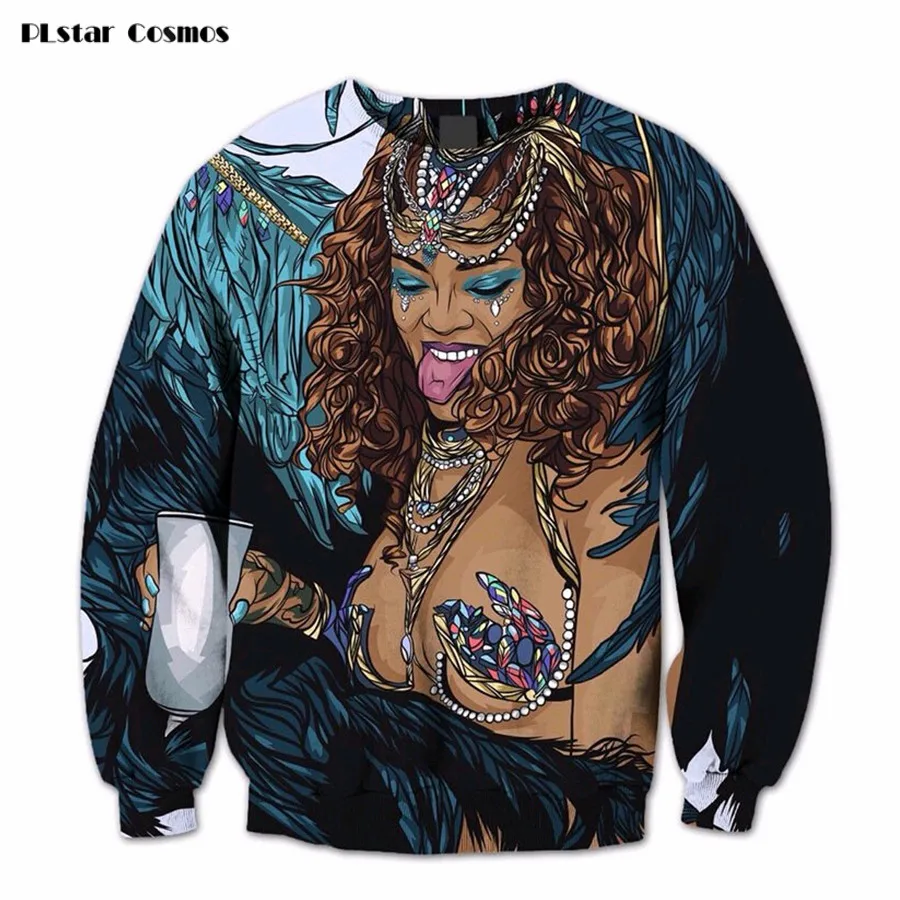 Brezplačna Dostava za Ženske/Moške Dolg Rokav Vrhnja oblačila 3D Tiskanja Seksi Rihanna X-Rated Crewneck Puloverji Ženska Moda Športna Majica