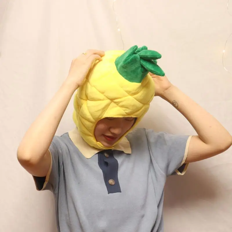 Japonski Smešno Tropskih Ananas Sadje Plišastih Klobuk Božično Noč Čarovnic Cosplay Stranka Kostum Kapa Zimska Pokrivala Foto Prop